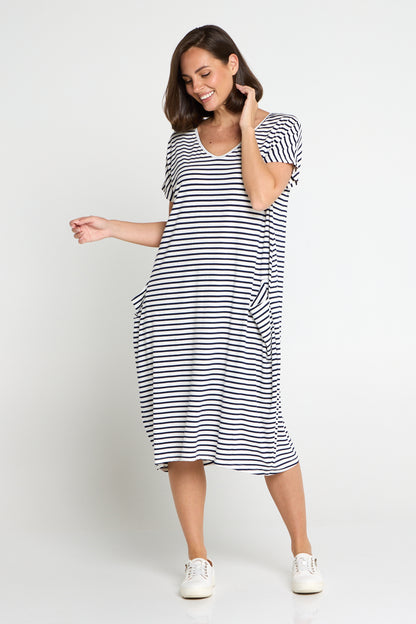 Biraro Dress - Navy Stripe