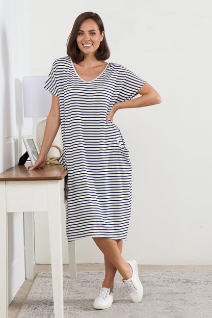 Biraro Dress - Navy Stripe