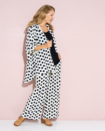 Demi Wide Leg Pants - Ivory/Black Spot