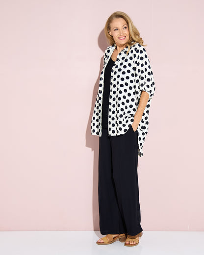 Kara Comfort Shirt - Ivory/Black Spot