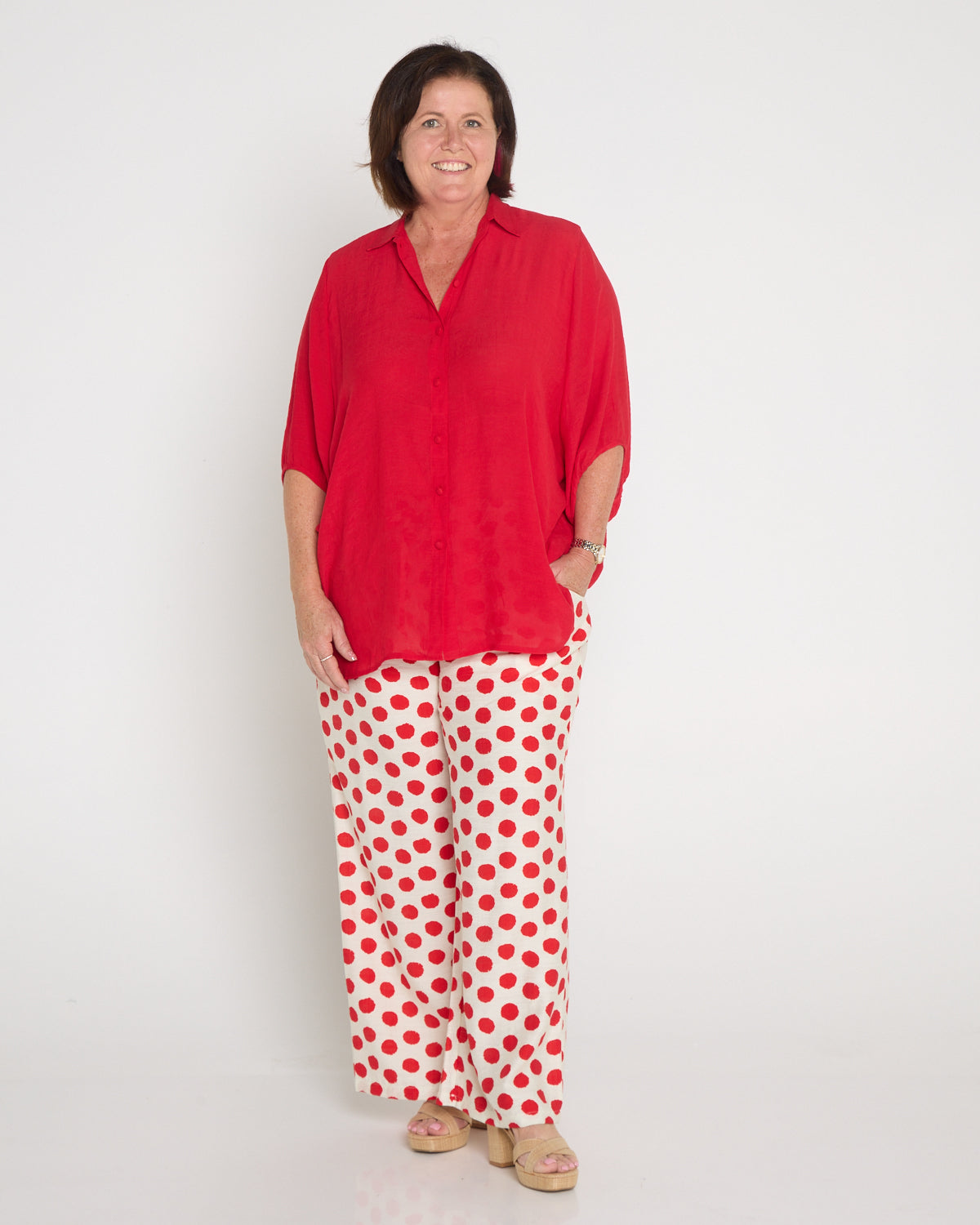 Demi Wide Leg Pants - Red Spot