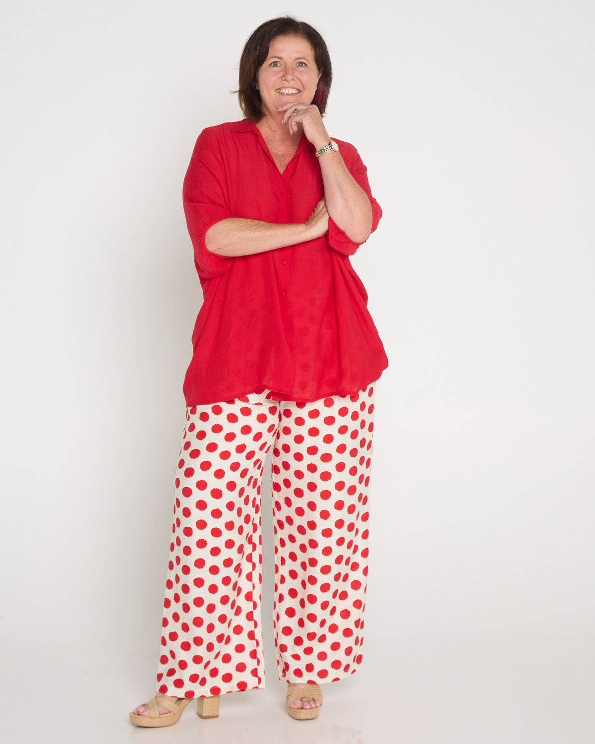 Demi Wide Leg Pants - Red Spot