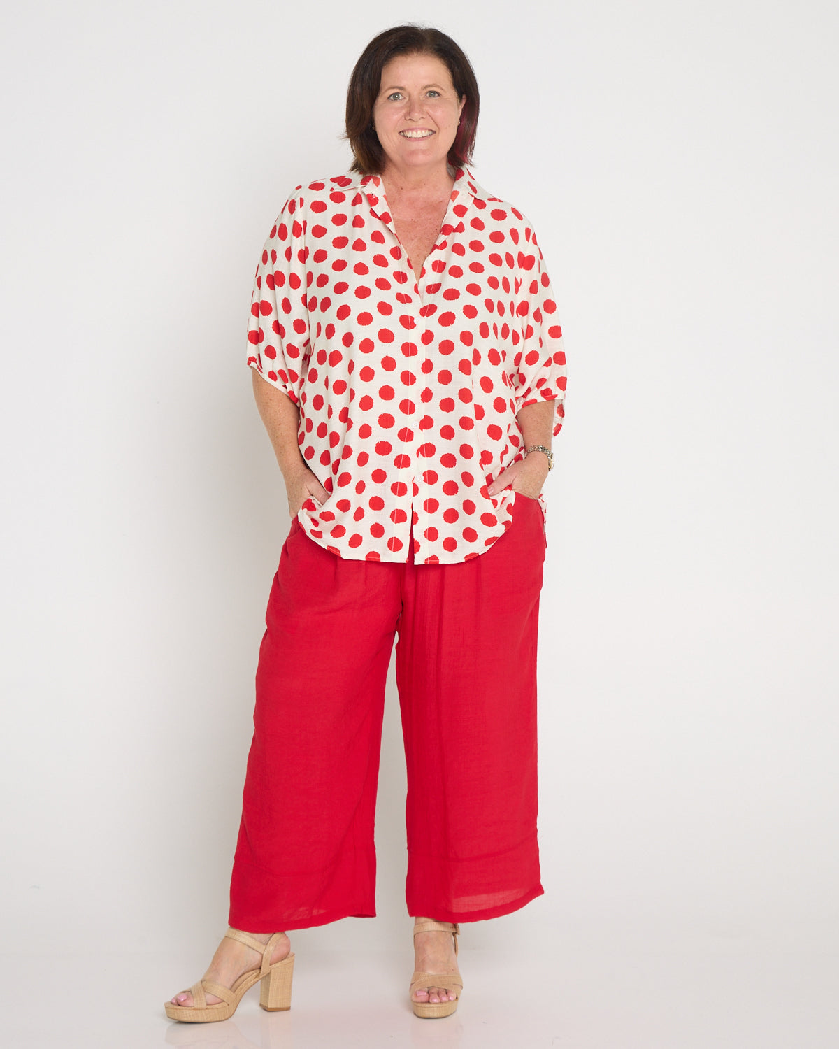 Kara Comfort Shirt - Red Spot