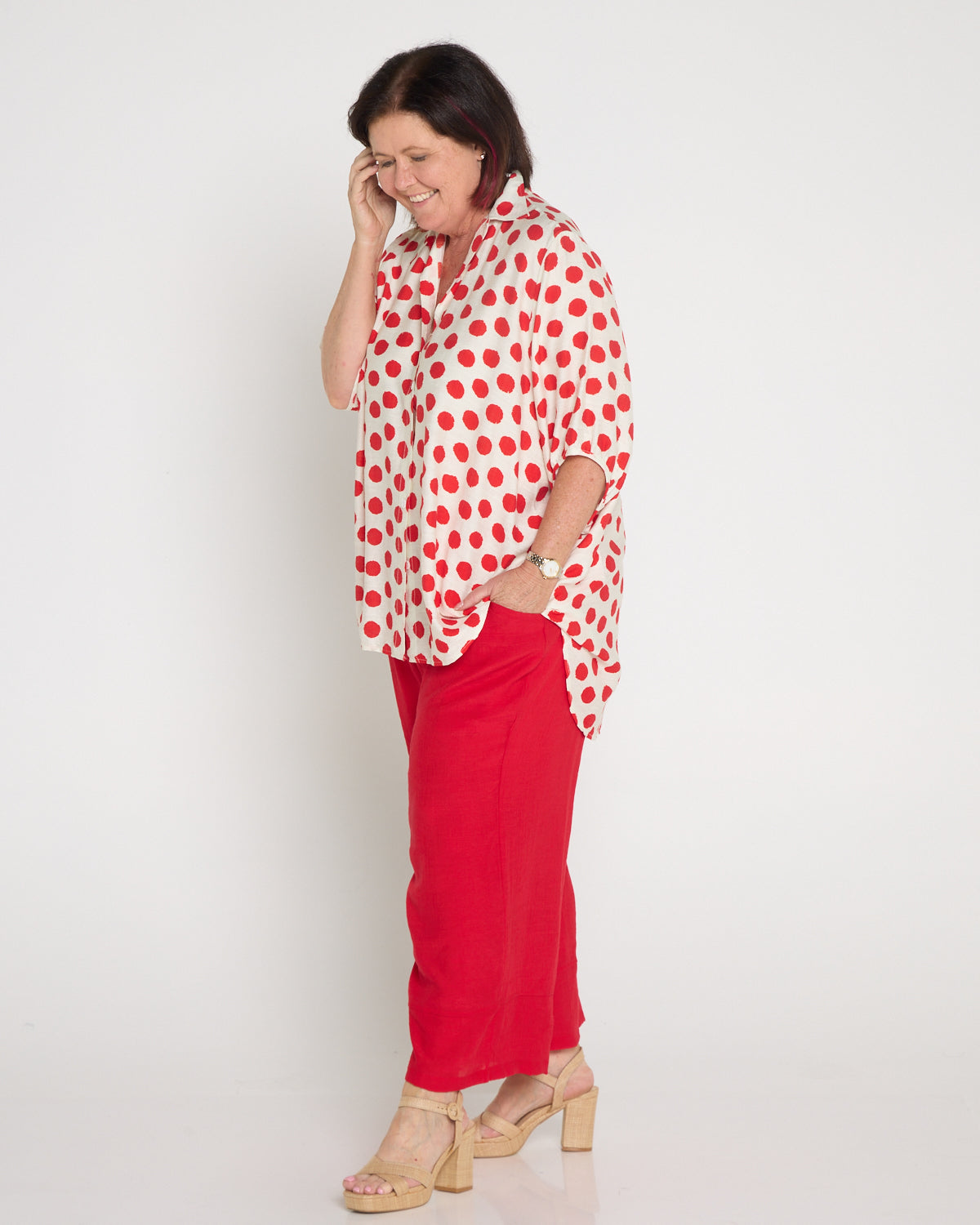 Kara Comfort Shirt - Red Spot