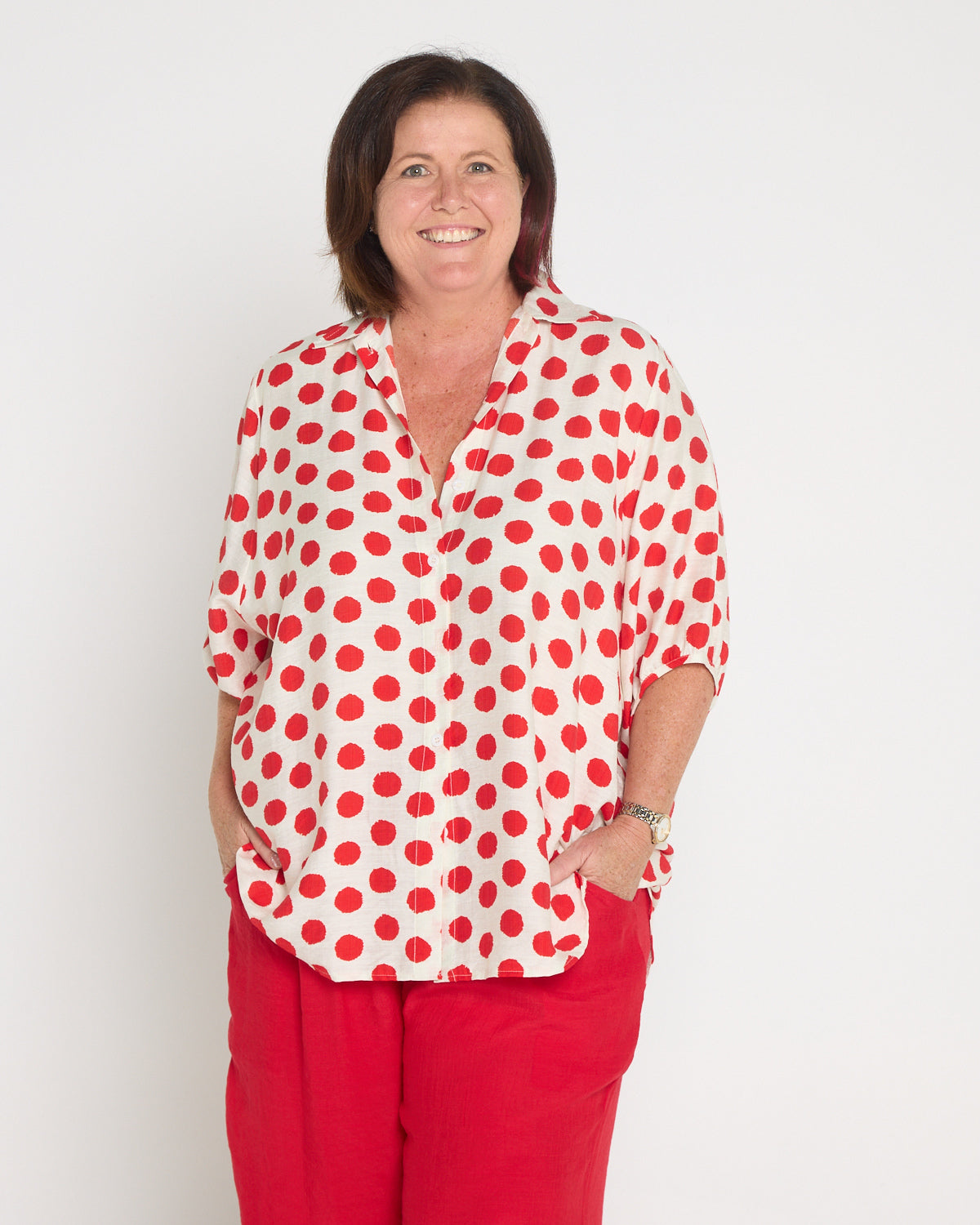 Kara Comfort Shirt - Red Spot