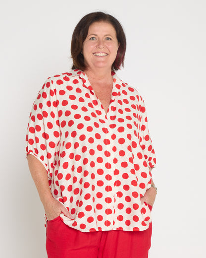 Kara Comfort Shirt - Red Spot