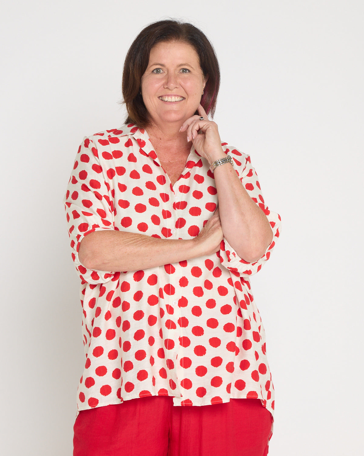 Kara Comfort Shirt - Red Spot