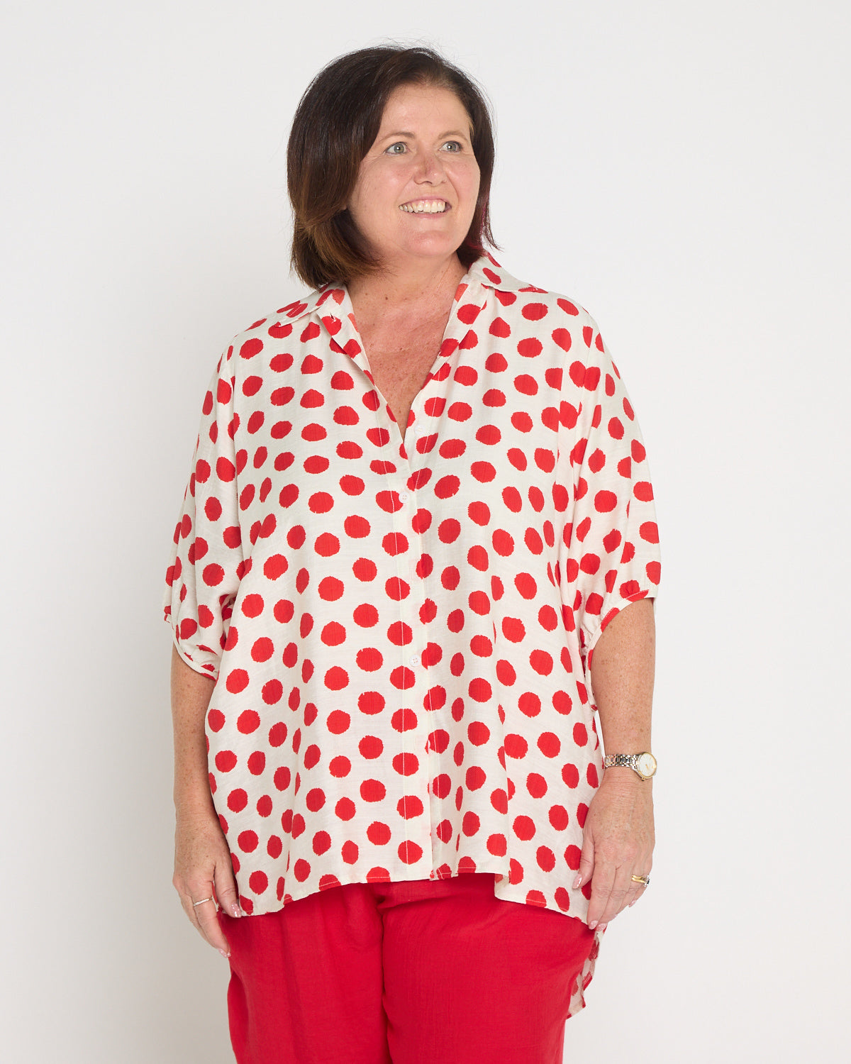 Kara Comfort Shirt - Red Spot