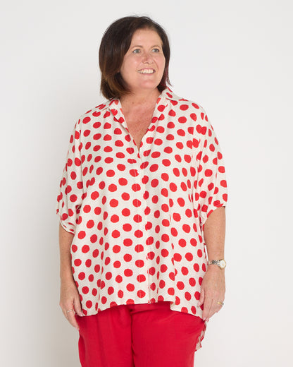 Kara Comfort Shirt - Red Spot