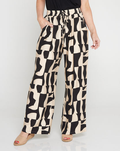 Kara Comfort Shirt & Demi Pants - Black/Cream Contemporary