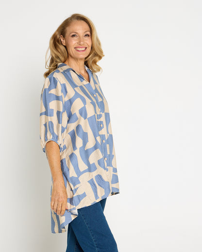 Kara Comfort Shirt - Sky/Sand
