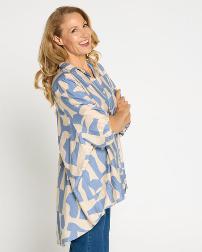 Kara Comfort Shirt - Sky/Sand