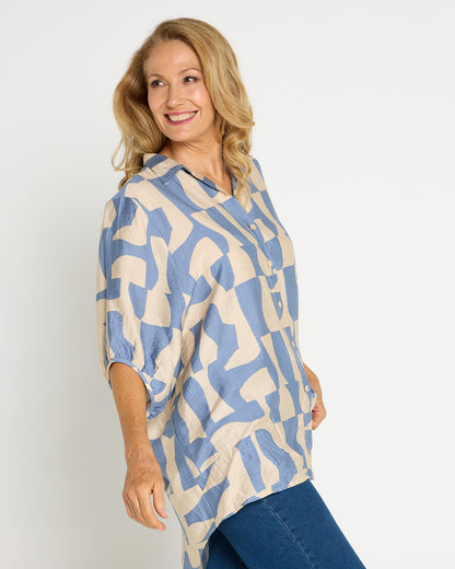 Kara Comfort Shirt - Sky/Sand