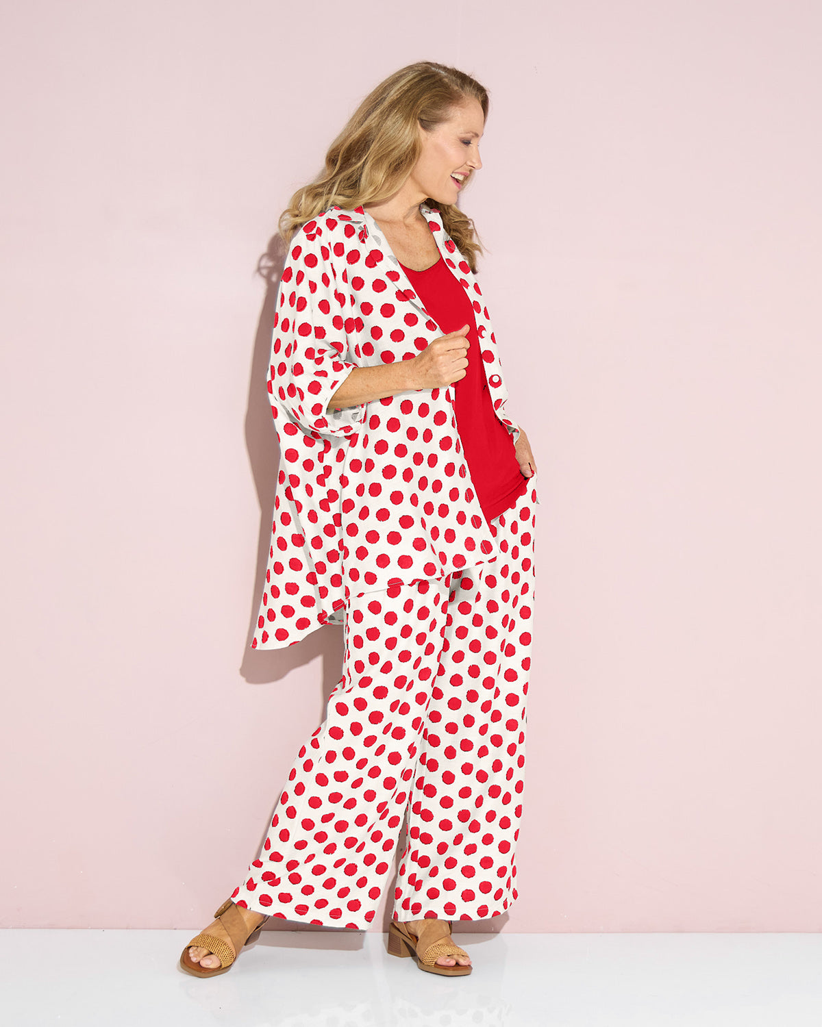 Demi Wide Leg Pants - Red Spot