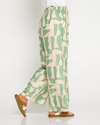 Demi Wide Leg Pants - Sage/Sand