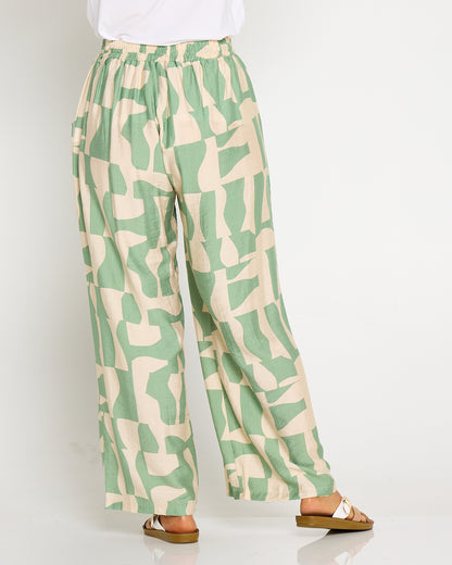 Demi Wide Leg Pants - Sage/Sand