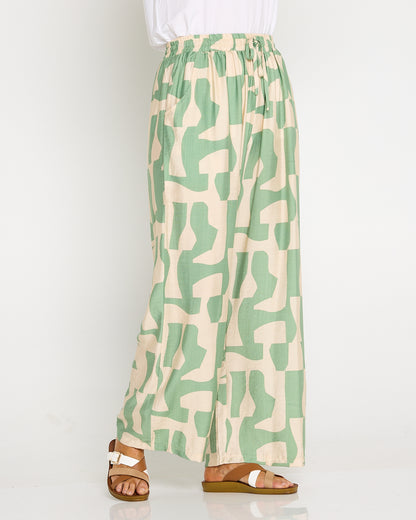 Demi Wide Leg Pants - Sage/Sand