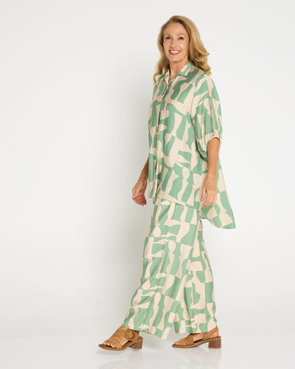 Kara Comfort Shirt - Sage/Sand