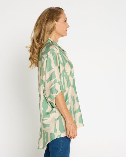 Kara Comfort Shirt - Sage/Sand