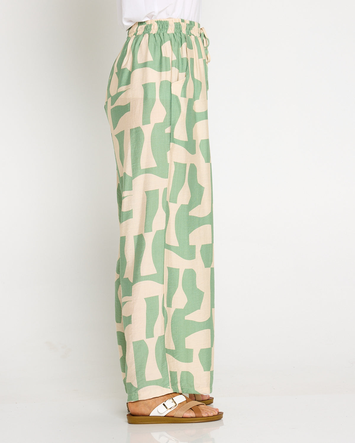 Demi Wide Leg Pants - Sage/Sand