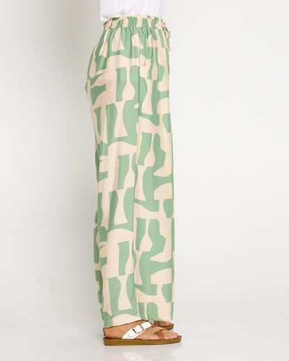 Demi Wide Leg Pants - Sage/Sand