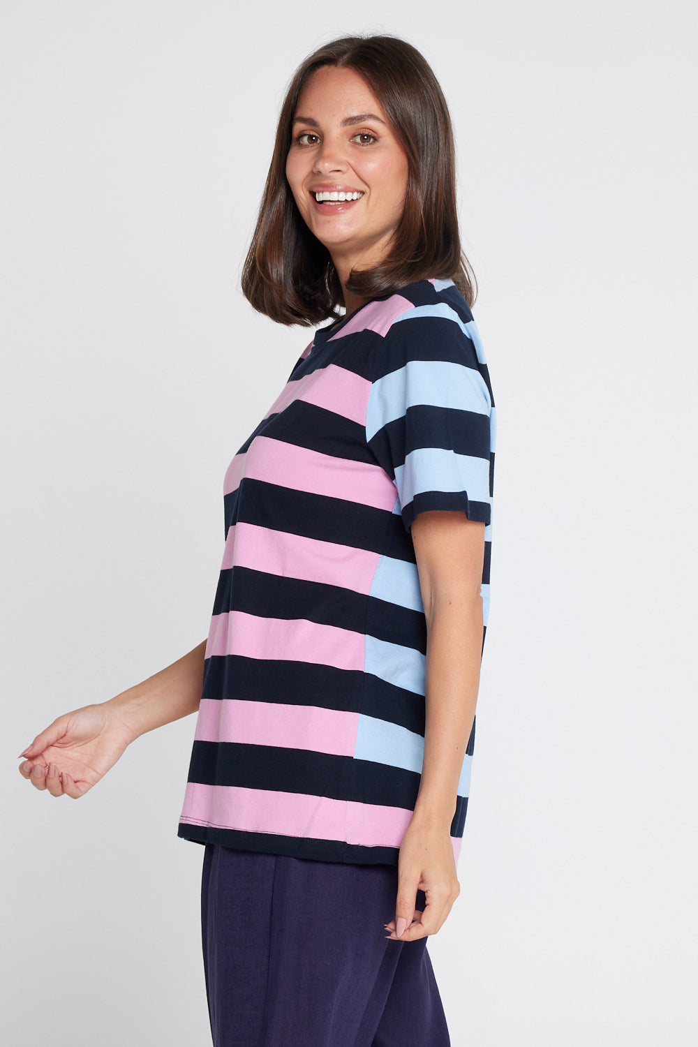 Eden Stripe S/S Tee - Blue/Navy/Pink