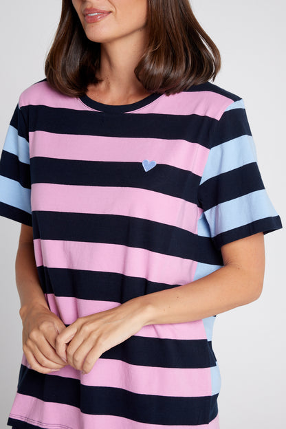 Eden Stripe S/S Tee - Blue/Navy/Pink