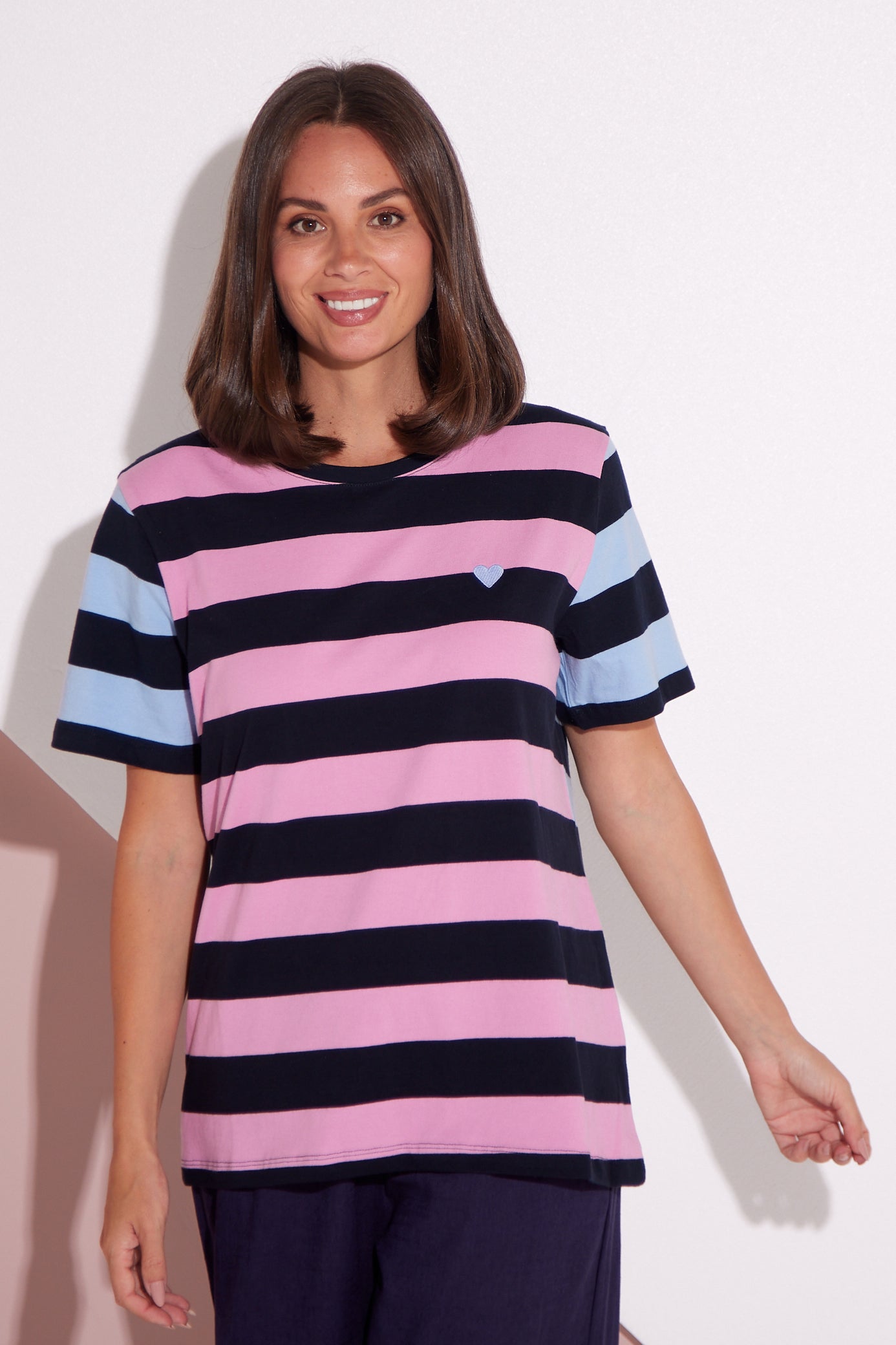 Eden Stripe S/S Tee - Blue/Navy/Pink