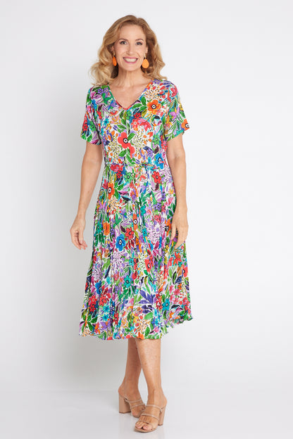 Short Sleeve Godet Dress - Welwyn Floral