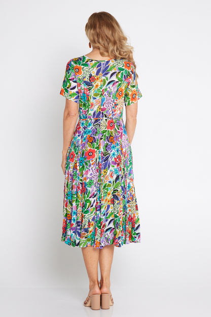 Short Sleeve Godet Dress - Welwyn Floral