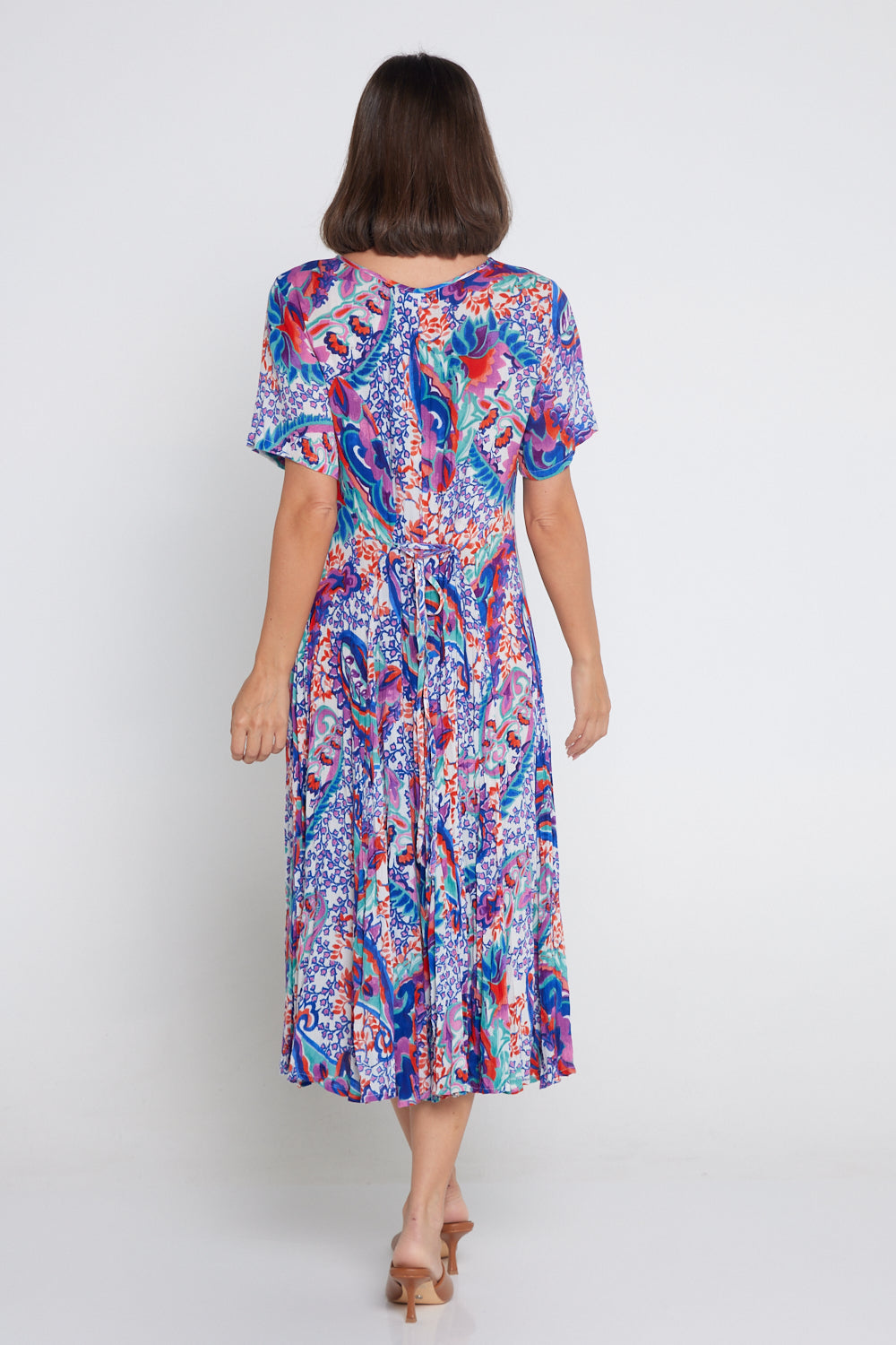 Short Sleeve Godet Dress - Radhanagar