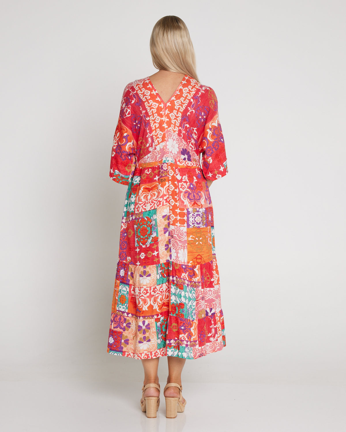 Araya Dress V Maxi - Sunset Patchwork