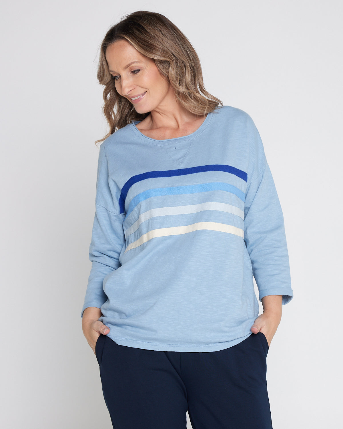 Outlook Cotton Sweater - Steel Blue