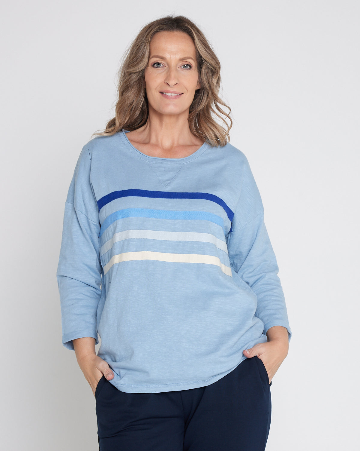 Outlook Cotton Sweater - Steel Blue