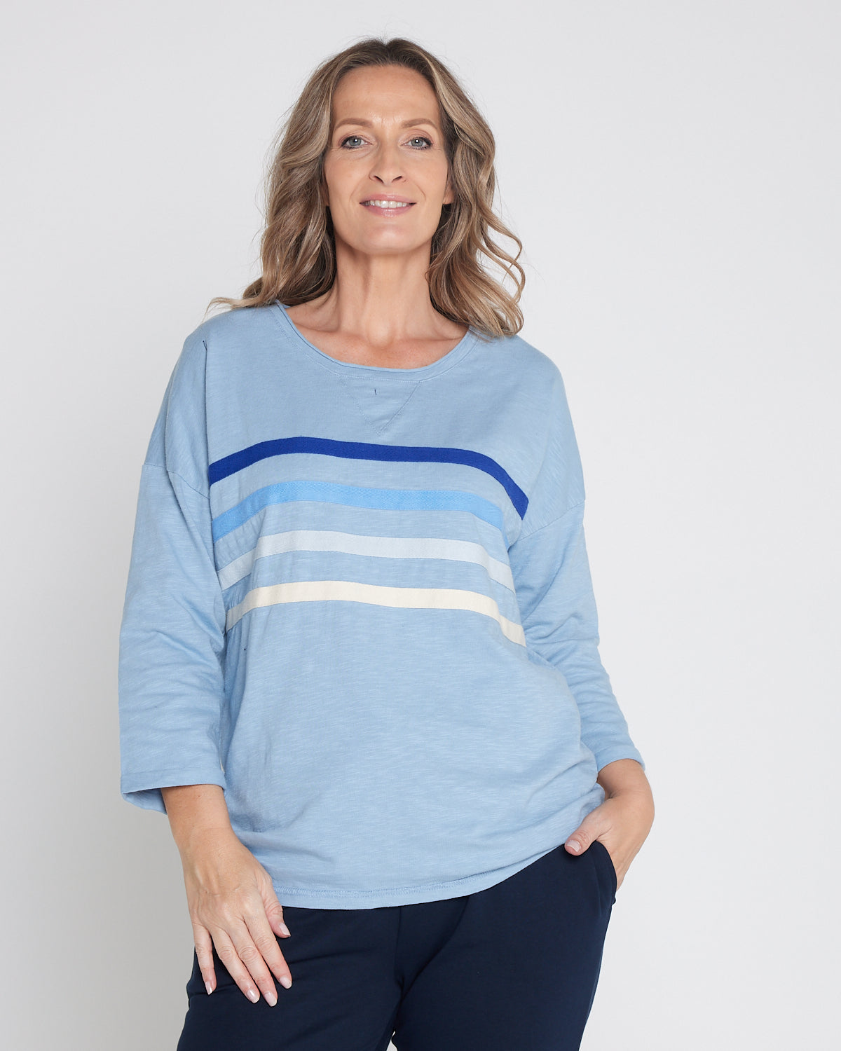 Outlook Cotton Sweater - Steel Blue