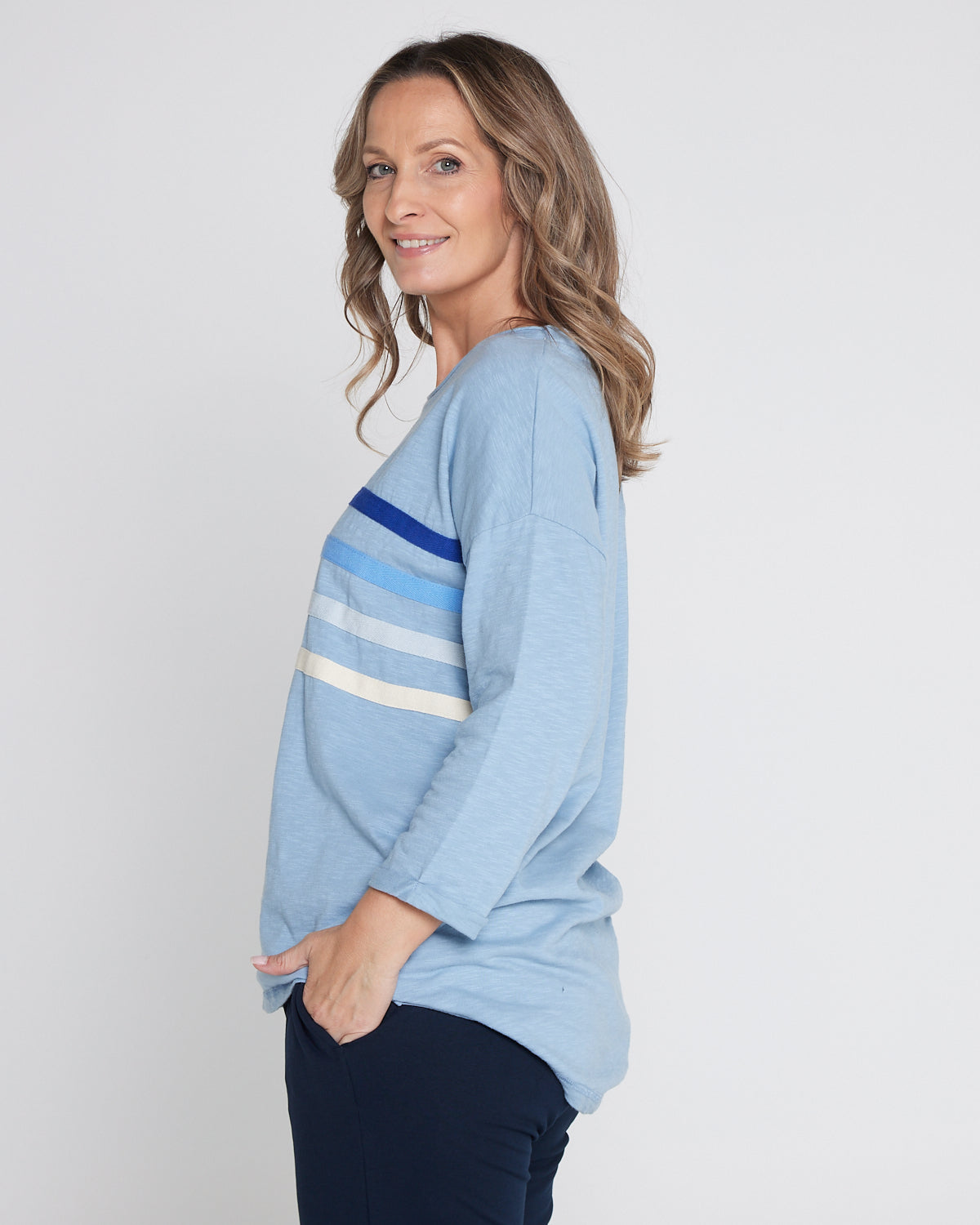 Outlook Cotton Sweater - Steel Blue