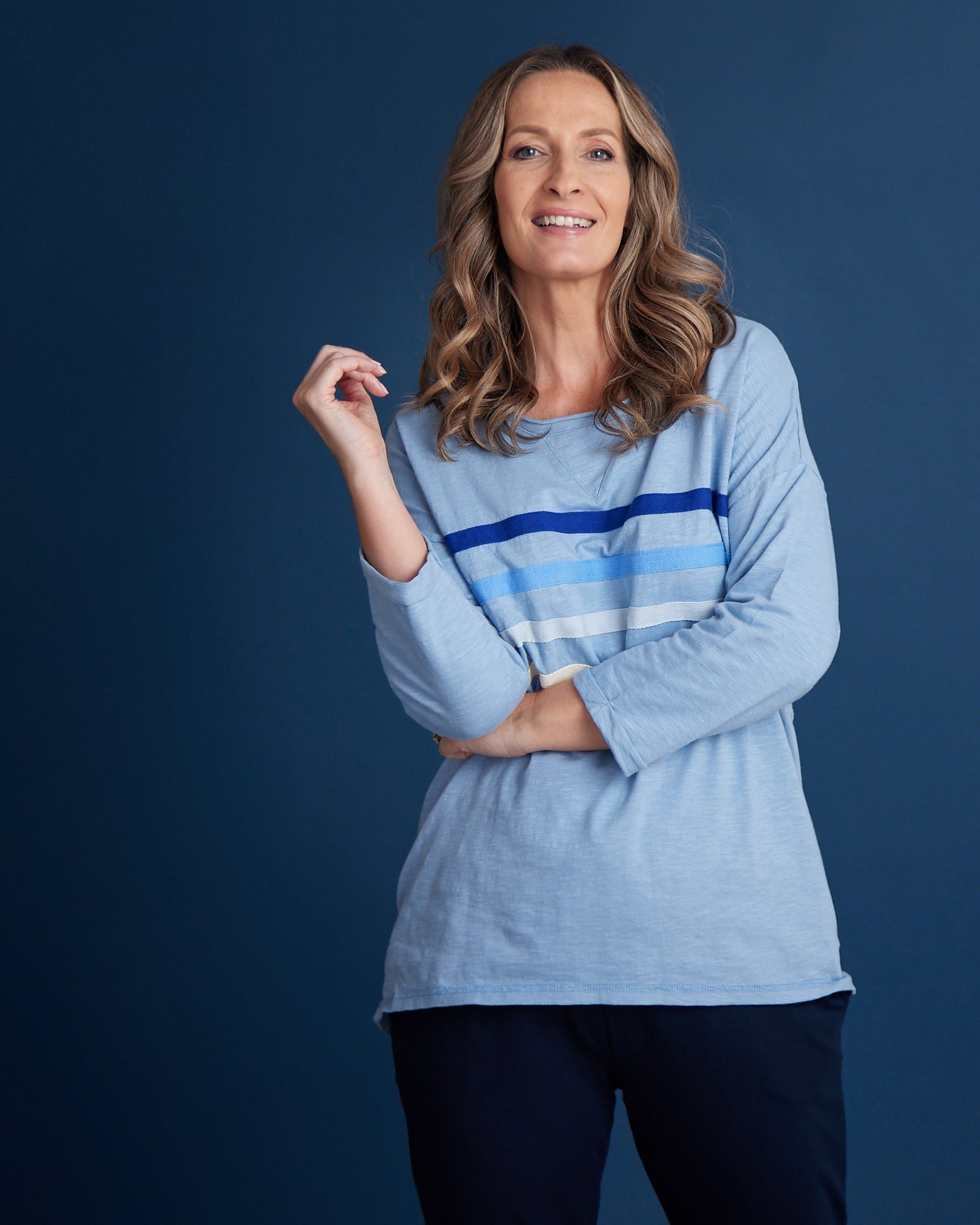 Outlook Cotton Sweater - Steel Blue