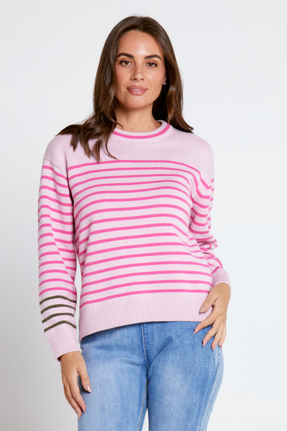Penny Cotton Knit - Pink Stripe