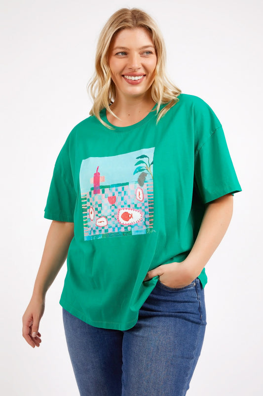 Island In The Sun Cotton Tee - Goodness Green