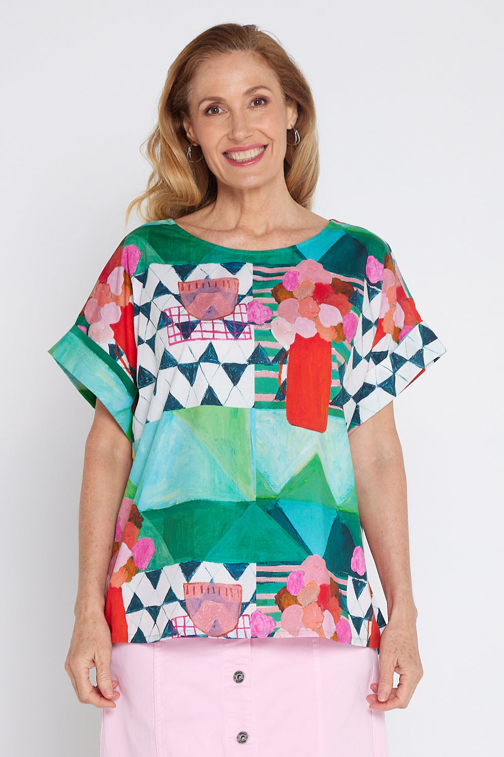 Private Universe Top - All Over Green Print