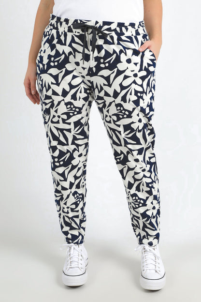 Stencil Floral Pants - Naval Blue Floral