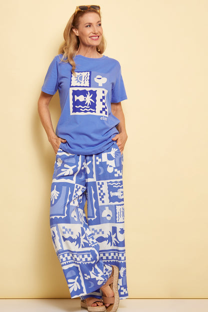 Holiday Sun Pants - Cerulean Blue Print