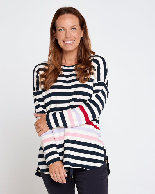 Retreat Long Sleeve Tee - Multi Stripe