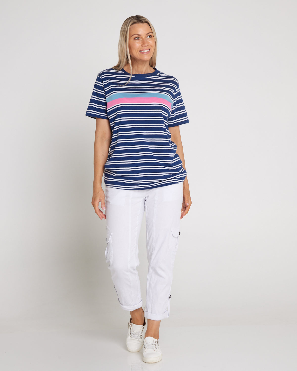 Sylvia Cotton Tee - Blue Depths Stripe