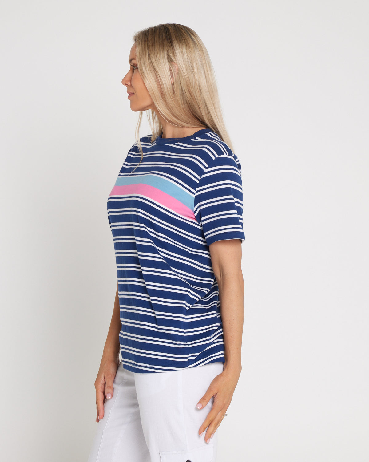 Sylvia Cotton Tee - Blue Depths Stripe
