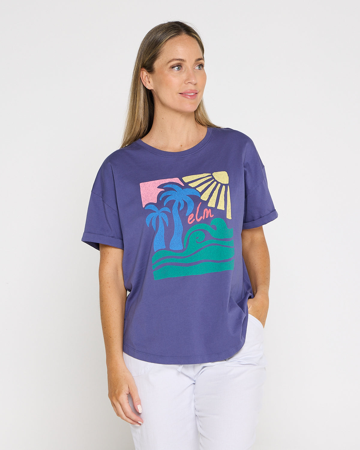 Tropical Nights Tee - Vintage Violet Blue