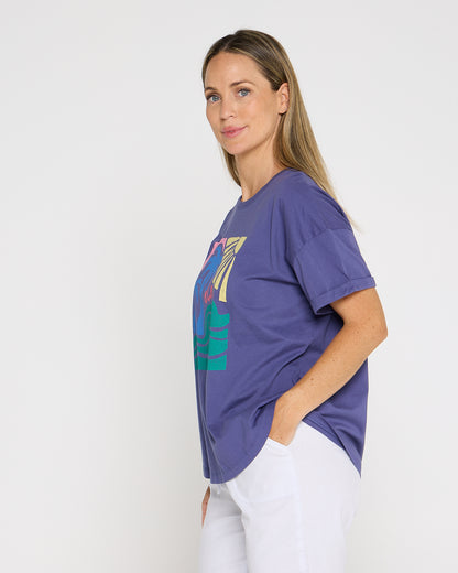 Tropical Nights Tee - Vintage Violet Blue