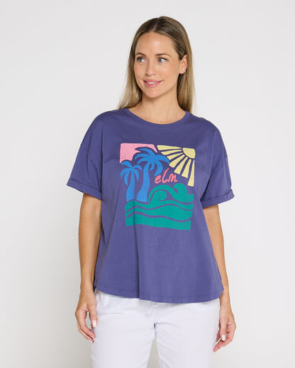 Tropical Nights Tee - Vintage Violet Blue