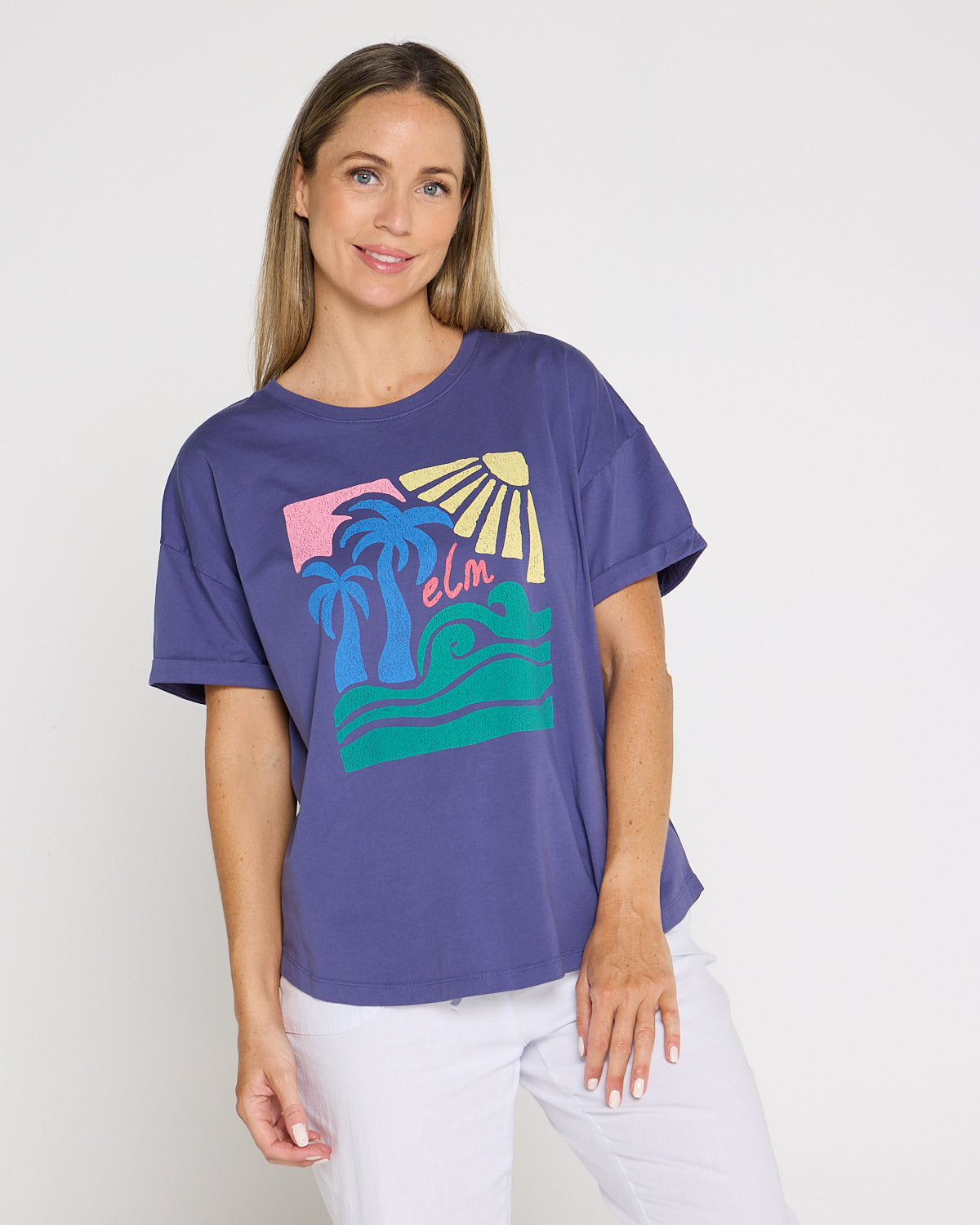 Tropical Nights Tee - Vintage Violet Blue