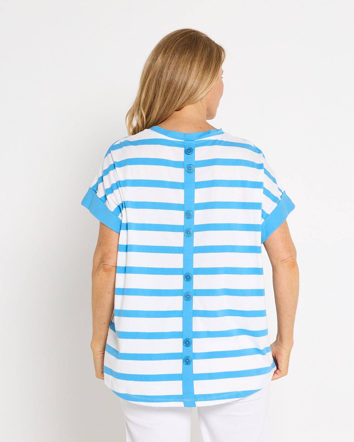 Maddison Tee - Azure White Stripe